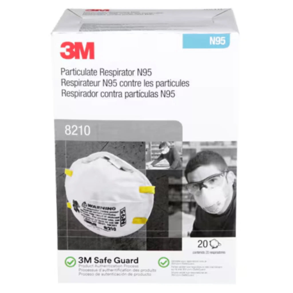 3M 8210 N95 Particulate Respirator Mask, White, Universal Size