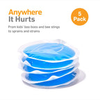 Small Gel Ice Cold Packs for Face – 4" Round, Reusable Cold Compress (5-Pack)