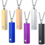 Cube Urn Necklace for Ashes | Aluminum Alloy Cremation Jewelry with Crystal Memorial Pendant