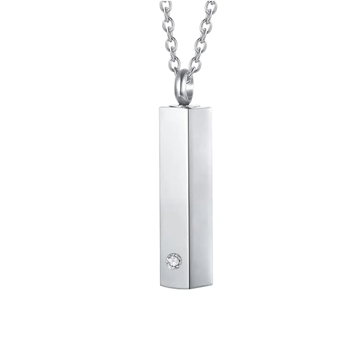 Cube Urn Necklace for Ashes | Aluminum Alloy Cremation Jewelry with Crystal Memorial Pendant