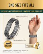 3x Strength Titanium Magnetic Bracelet for Men (Gunmetal)